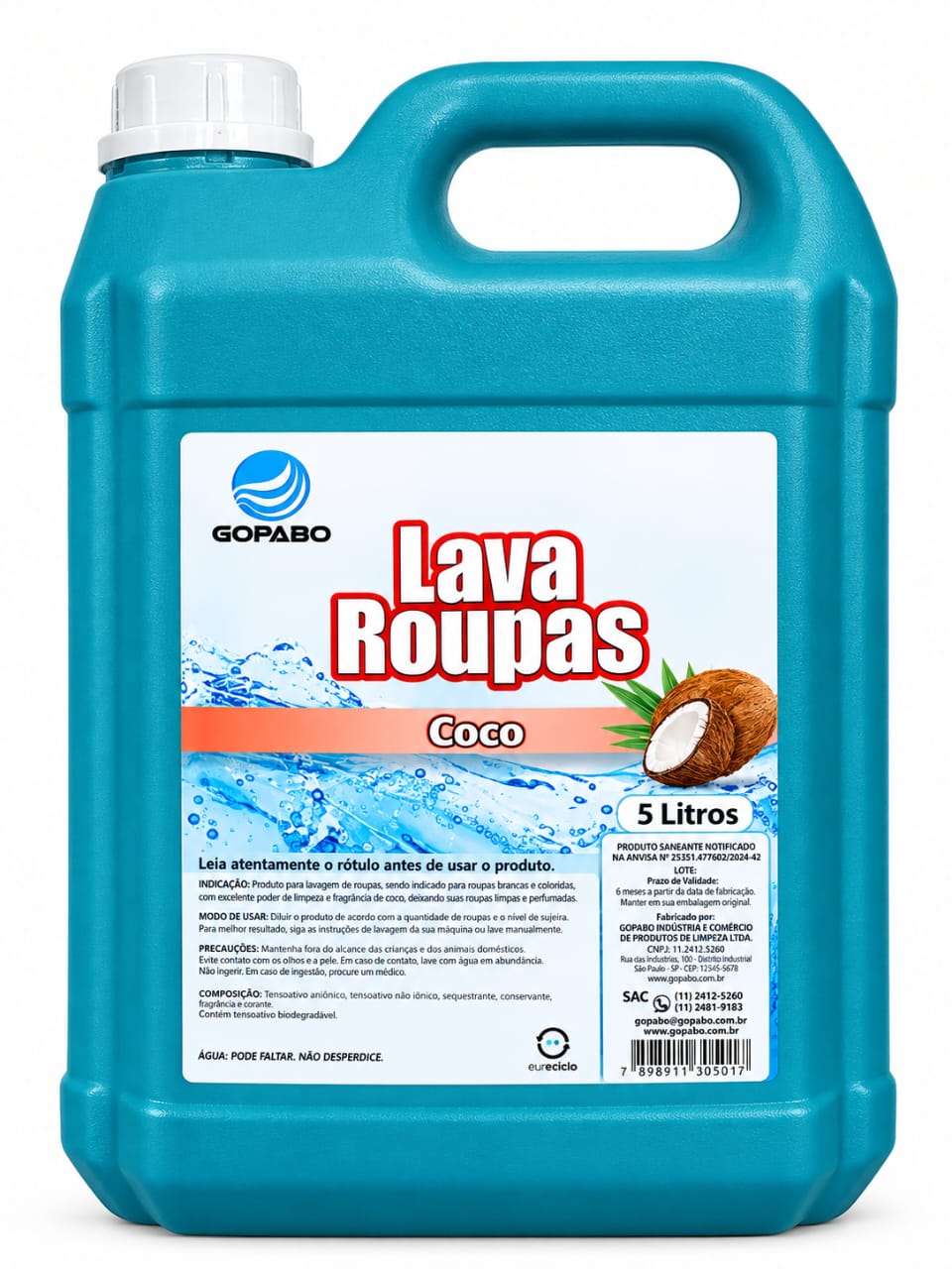 Galão verde de Lava Roupas Coco Gopabo de 5 litros